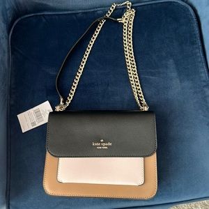 Beautiful cream, tan and black purse with gold chain.  NWT